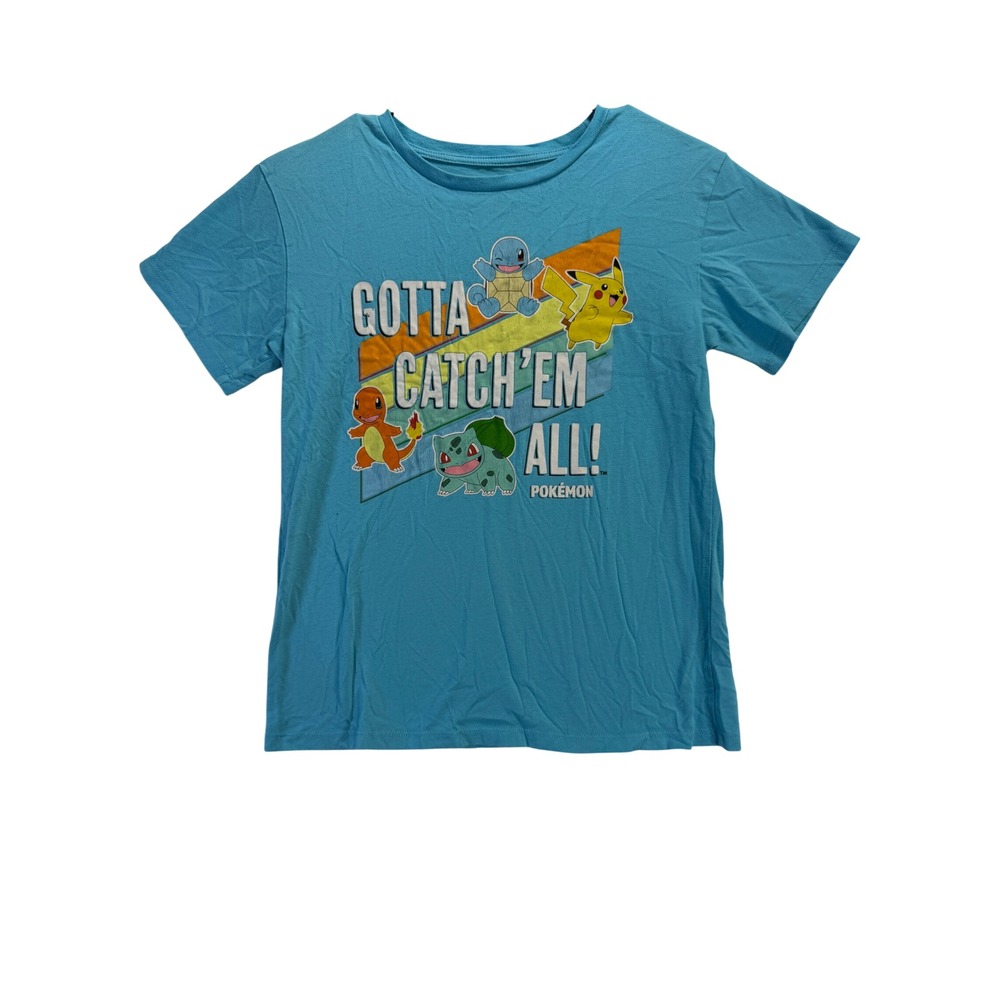 Pokemon Kids Blue Gotta Catch Em All Pikachu Graphic T-Shirt Size L 10/12
